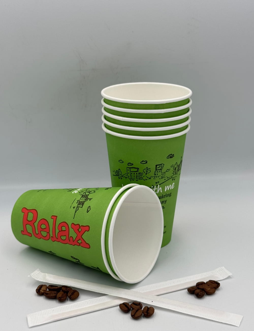 Pahare cafea carton 12oz Relax verde Pahare cafea carton 12oz Relax verde